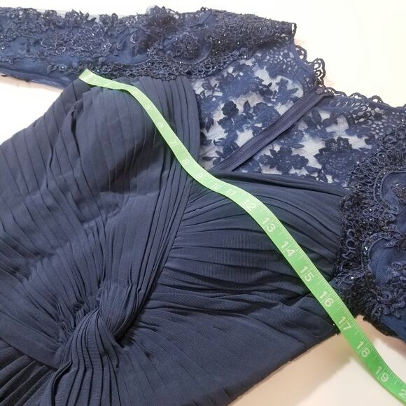 La Femme Rhinestones Beaded Lace Long Evening Gown - Picture 7 of 11